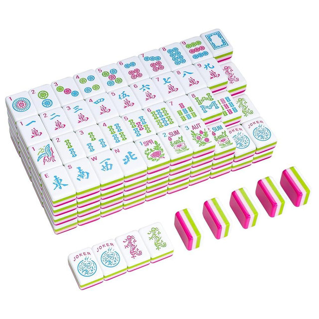 TIASUSAN Engraved American Mahjong Tile Set(4 Layer), 166 Acrylic Mahjong Tiles with A Carrying Bag and Accessories