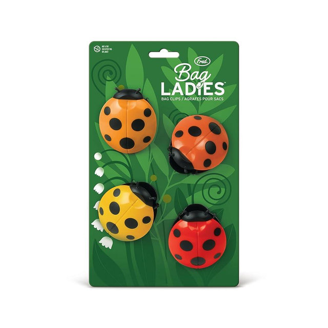 Genuine Fred BAG LADIES, Ladybug Bag Clips, Set of 4, Cute and Durable Food Storage Clips, Keeps Food Fresh, Fun Kitchen Accessories and Great Gift for Ladybug Lovers