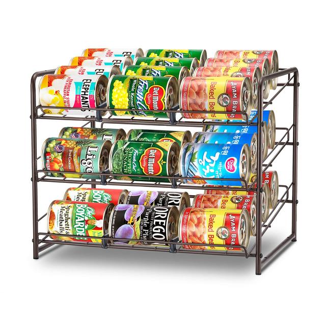 Simple Trending Can Rack Organizer, Stackable Can Storage Dispenser Holds up to 36 Cans for Kitchen Cabinet or Pantry, Bronze