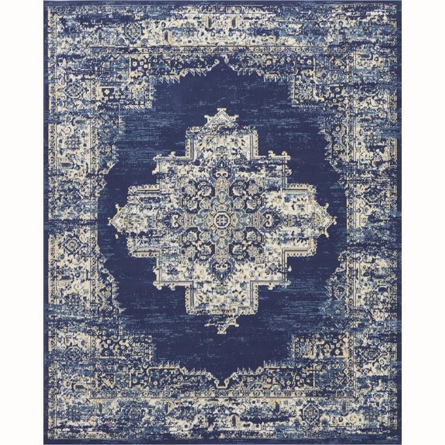 Nourison Grafix GRF14 Navy Blue Area Rug 7'10" x 9'10"