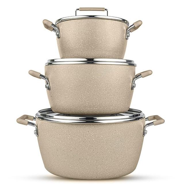 Granitestone 6 Pc Pots and Pans Set Non Stick, 1.5Qt, 3Qt, & 5Qt Nesting Pots Set for Cooking with Induction Cookware Set, Space Saving, Non Toxic, Dishwasher Safe
