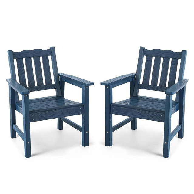 Stoog All-Weather Patio Chairs Set of 2, Heavy Duty Outdoor Chairs with 400 lbs Weight Capacity, Garden Chair for Backyard, Deck, Lawn & Porch, Blue