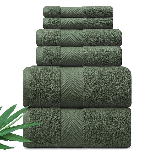 Alusa Home Ultra Soft & Plush Viscose from Bamboo Bath Towels - 700 GSM Luxury Bath Towels - 6 Piece Set - Super Absorbent & Quick Drying (Hunter Green)
