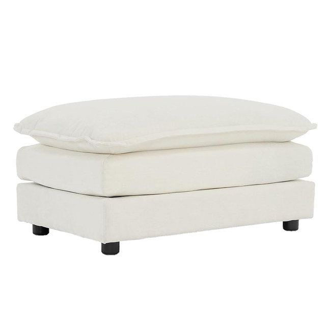 GNIXUU Upholstered Square Ottoman Module for Modular Sectional Sofa, Chenille Fabric Moveable Ottomans Footrest for Living Room, Bedroom(Beige White).