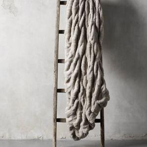 Faux Fur Luxe Oversized Pleated Throw-Grey