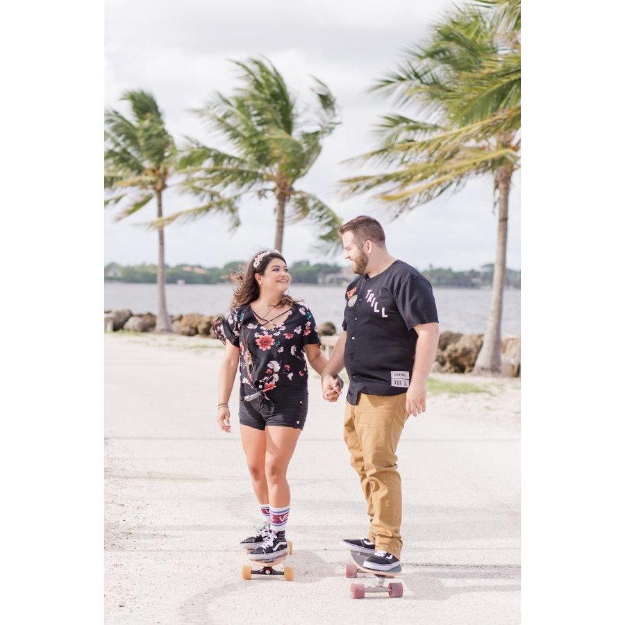 Our engagement session! Doing one of the things we love to do together: skate!