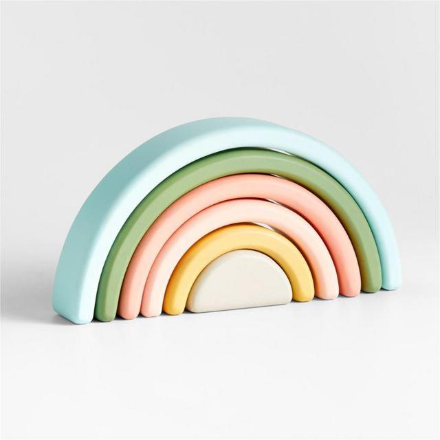 Wonder and Wise Rainbow Wooden Baby Stacking Toy