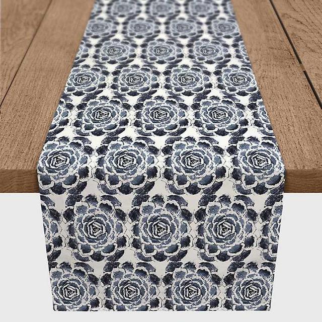 Navy Succulent Pattern Table Runner