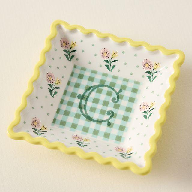 Georgia Monogram Stoneware Trinket Dish