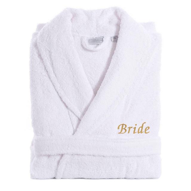 Linum Home Textiles Size Small/Medium Bride Bathrobe in White/Gold