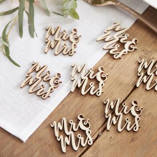 Beautiful Botanics Mr. & Mrs. Wooden Confetti, Set of 15