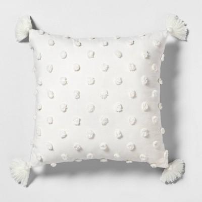 Throw Pillow Texture Dot Sour Cream with Tassels - Hearth & Hand™ with Magnolia