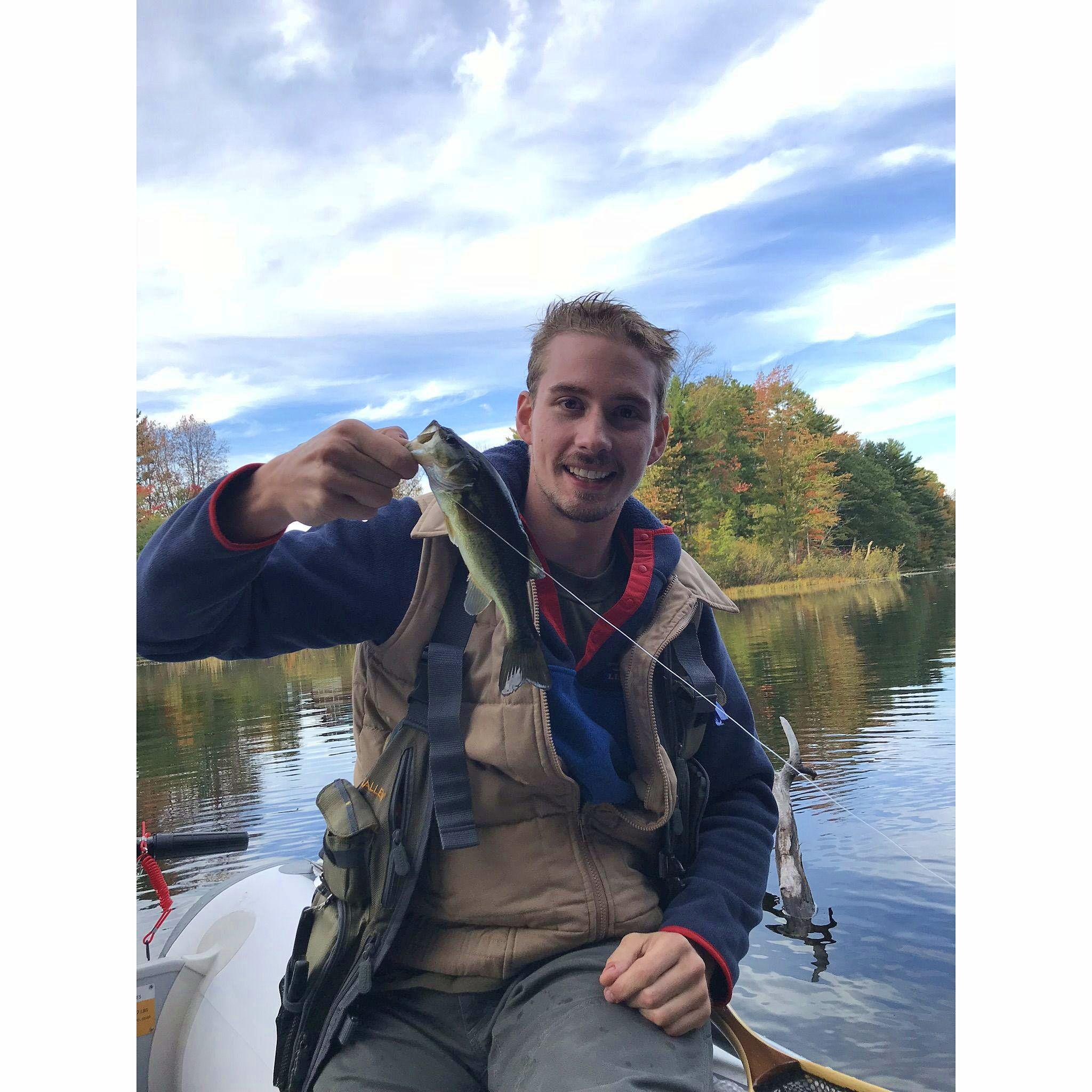 Fishing at Duck Pond in Buxton, ME 2018