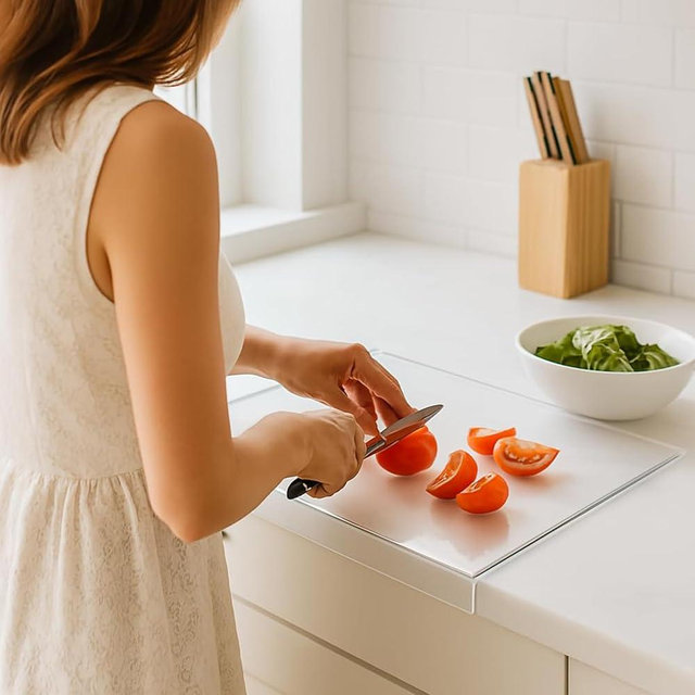 NAURLEF Clear acrylic cutting board with counter lip,countertop cover, minimalist kitchen decor, aesthetic must-have