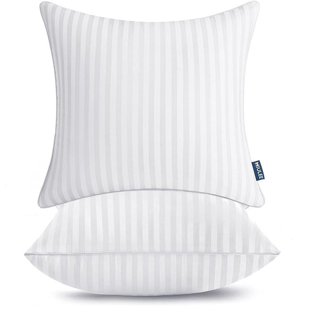 MIULEE 20x20 Pillow Inserts, Firm and Fluffy Decorative Square Throw Pillows for Couch Sofa Bed, Down Alternative with 100% Cotton Cover Pack of 2