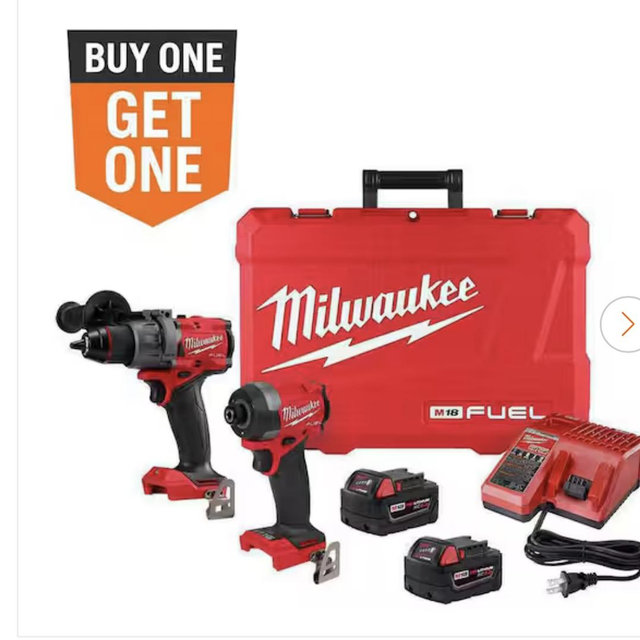 Milwaukee M18 FUEL 18V Lithium-Ion Brushless Cordless Hammer Drill and Impact Driver Combo Kit (2-Tool) with 2 Batteries 3697-22