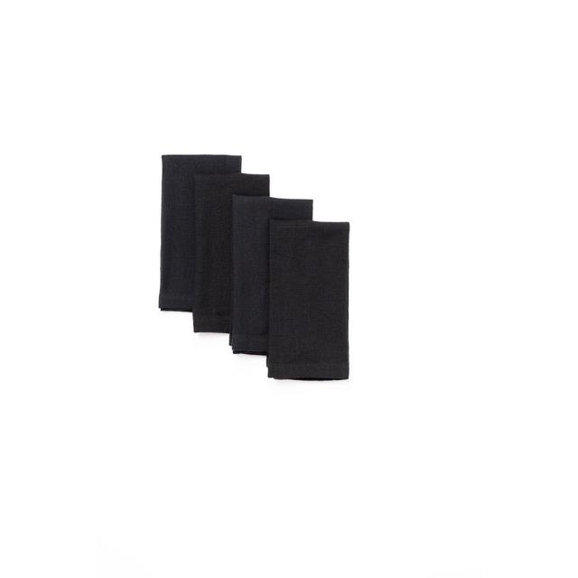 4pk Cotton Easy Care Napkins Black - Threshold™