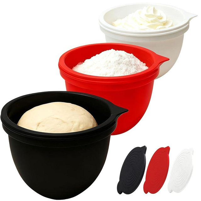 Silicone Bowl Liners for 5 Qt KitchenAid Mixers – 3 Thickened Food-Grade Liners – Perfect for Making Multiple Dough Batches & Holiday Baking
