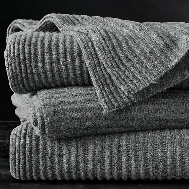 Restoration Hardware Ribbed Cashmere Throw