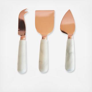 Marble & Copper 3-Piece Cheese Knife Set