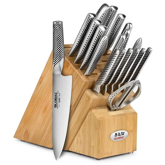 Global Knife Set - 20 Piece - Bamboo Block