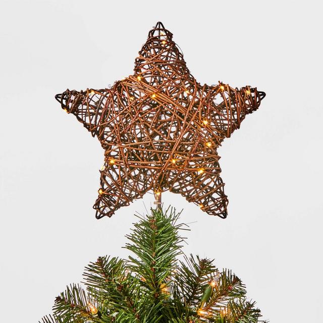 12in 30 Light Twinkling Dew Drop Grapevine Wrapped Star Tree Topper - Wondershop™