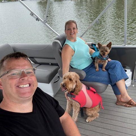 This was the maiden voyage of our boat in August 2025. Gryffin and Luna loved it and we loved sharing boat rides with them.
