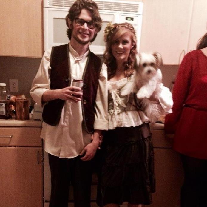 Our first Halloween together, and forever our favorite costume. Hobbits!