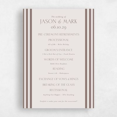 Multi-Colored Wedding Program - Reinette