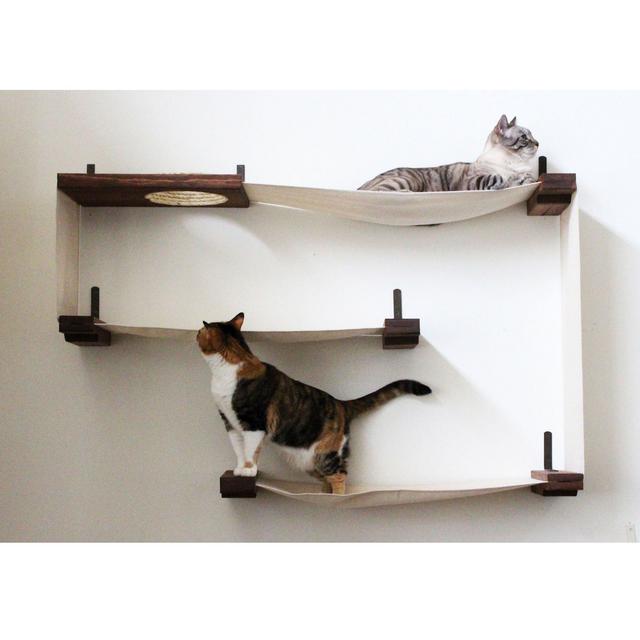 CatastrophiCreations Fabric Maze Hammock Set for Cats in English Chestnut, 52 IN W X 31 IN H