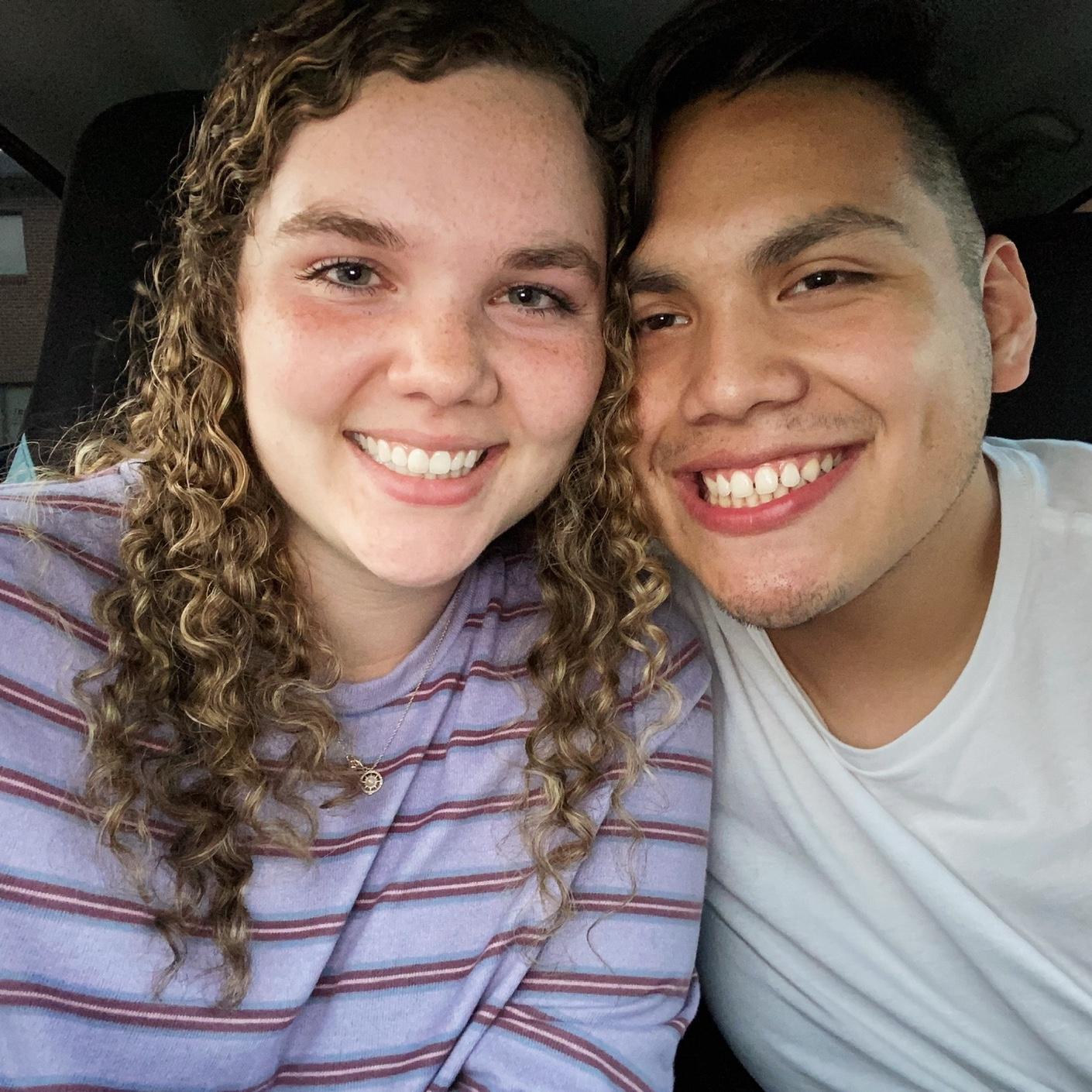 Our first photo together as a couple, shortly after we made it official on September 4, 2020!