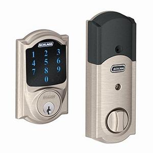 Schlage Z-Wave Connect Camelot Touchscreen Deadbolt with Built-In Alarm, Satin Nickel, BE469 CAM 619, Works with Alexa via SmartThings, Wink or Iris