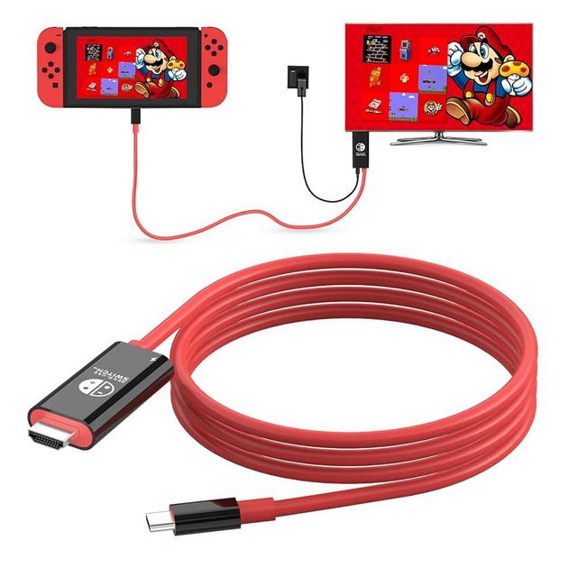 Boreguse USB C to HDMI Adapter Cable for Nintendo Switch Dock,6FT/1.8M Switch Docking Station for TV with 4K Switch Dock HDMI Cable, 100W Switch Charging Dock- Black with Red
