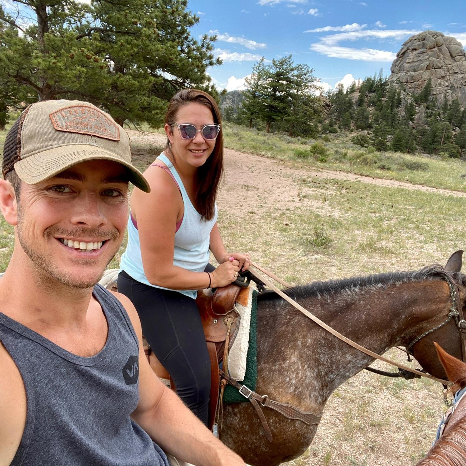 Horse back riding in CO, in the foothills of the Rocky Mountains