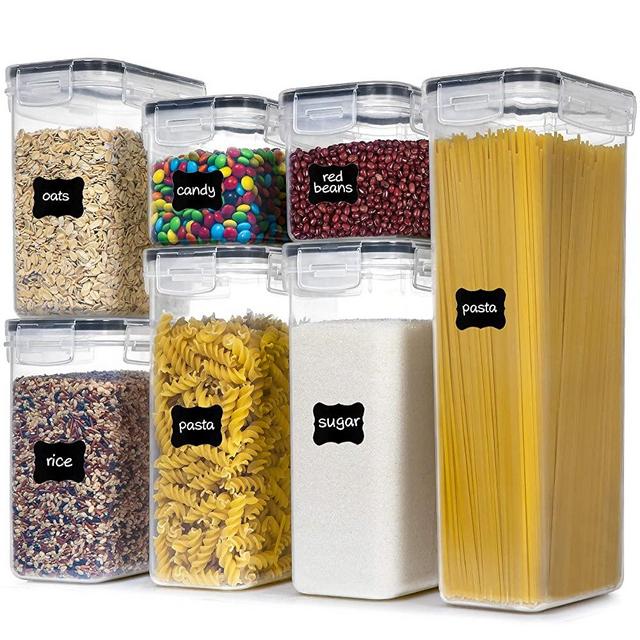Airtight Food Storage Containers With Lids, PantryStar 7 PCS BPA Free Kitchen Storage Containers for Spaghetti, Pasta, Dry Food,Flour and Sugar, Plastic Canisters for Pantry Organization and Storage