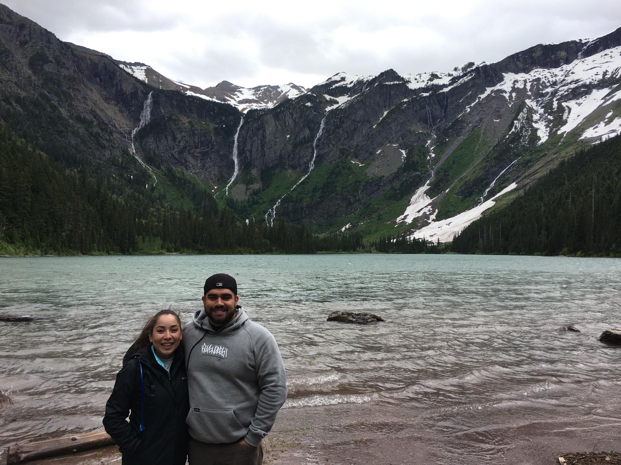 Taking a victory picture after hiking up to Avalanche Lake in Glacier National Park.