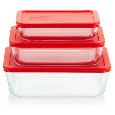 Pyrex Simply Store 6pc Glass Rectangular Food Storage Container Set