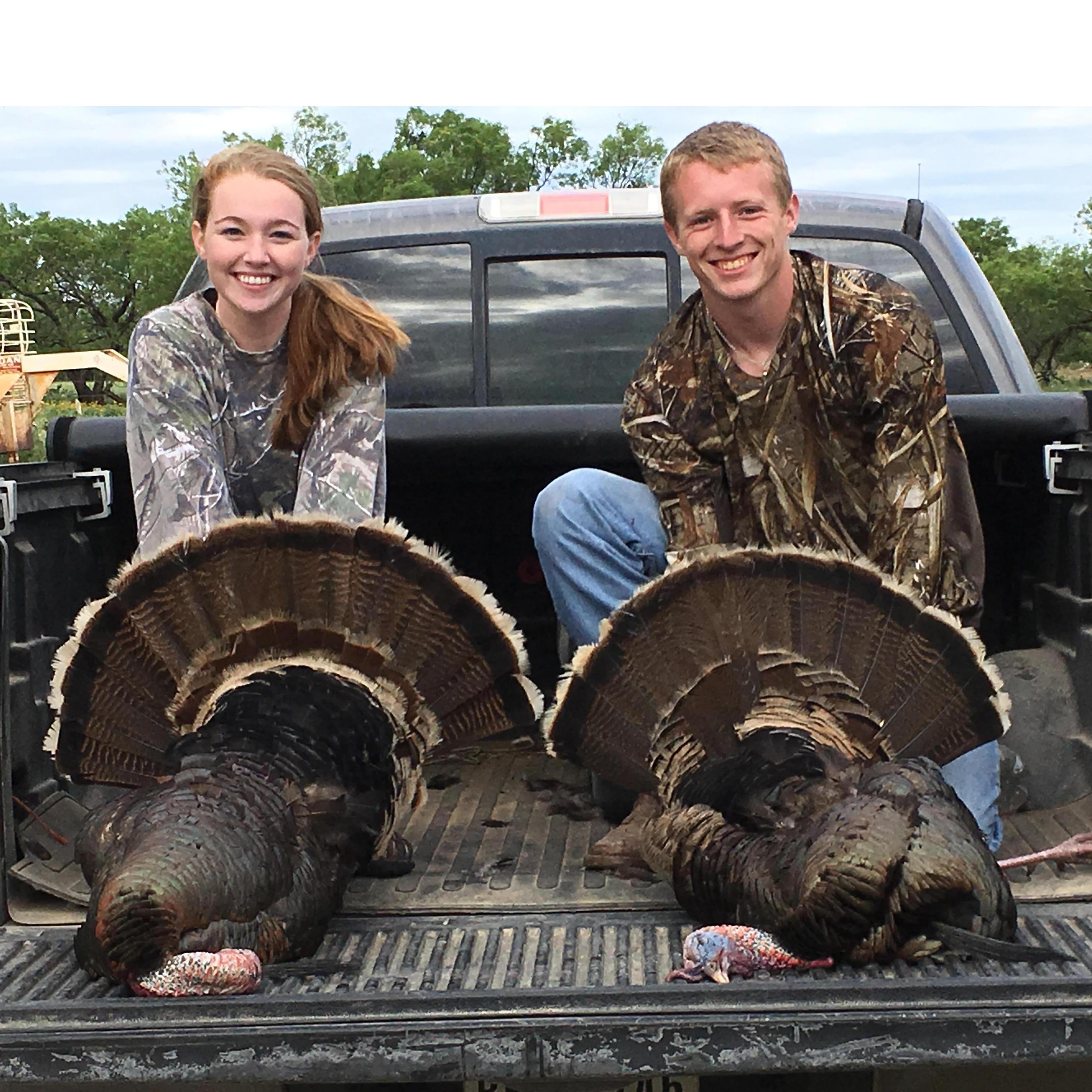 Took Rhett on his first turkey hunt and he got two with one shot!