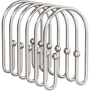 AmazerBath Shower Curtain Hooks, Nickel Shower Curtain Hooks Rust Proof, Non-Slip Simple Double Hook Shower Curtain Hooks for Shower Curtain, Sturdy Shower Curtain Rings, 12Pcs