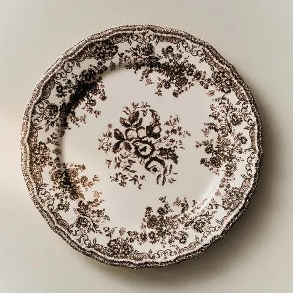 BROWN FLORAL DESSERT PLATES