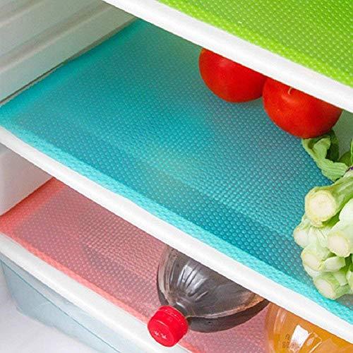 seaped 5 Pcs Refrigerator Mats,EVA Refrigerator Liners Washable Can Be Cut Refrigerator Pads Fridge Mats Drawer Table Placemats,Shelves Drawer Table Mats,Size 17.6"x11.3",Red/1 Green/2 Blue/2