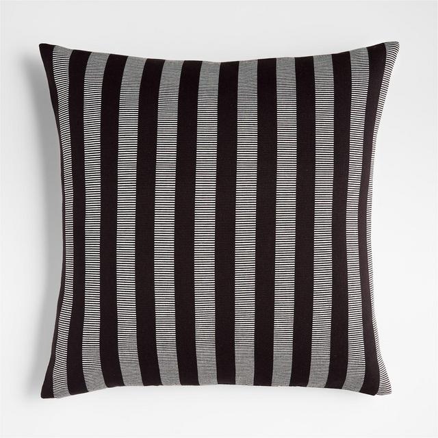 Shinola Canfield 23"x23" Striped Black Throw Pillow Cover with Feather-Down Insert
