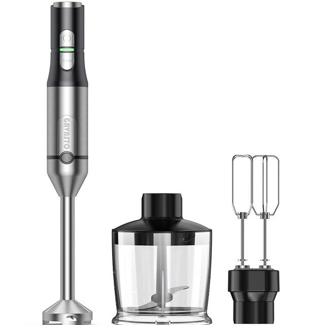Gavasto Immersion Blender RPM 16000±10% Hand Blender,15 Speed and Turbo Mode Hand Mixer, 3-in-1 Heavy Duty Copper Motor Stainless Steel Smart Stick with Egg Beaters and Chopper