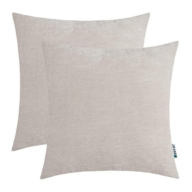 HWY 50 Cream Decorative Throw Pillow Covers Set 20x20 inch, for Sofa Living Room Bed Bedroom, Soft Comfortable Cashmere, Solid Decor Square Throw Pillow Case Cushion Cover, Pack of 2