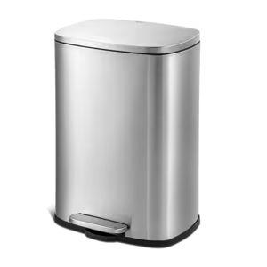 13 Gal. Stainless Steel Kitchen Trashcan, Step-on, Rectangle