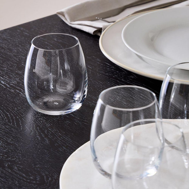 Borough Stemless Glass, 15 oz, Clear, Set of 4