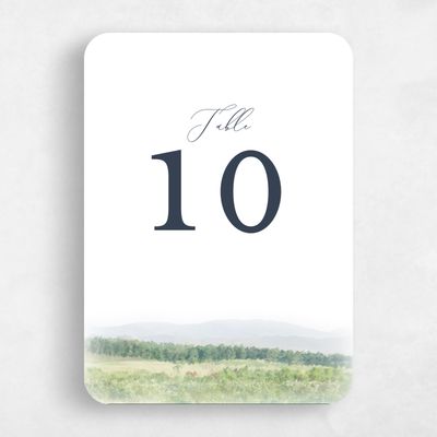 White Rounded Wedding Table Number - Meadowlark