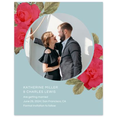 Soft Teal, Blue Wedding Digital Save the Date - Woads Frame