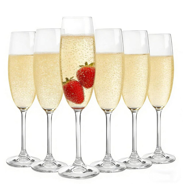 WDEY 6 Pack 6.4 oz Crystal Champagne Flutes, Elegant Stemmed Glasses for Celebrations, Special Occasions & Wine Lovers, Perfect for Champagne, Sparkling Wine & More