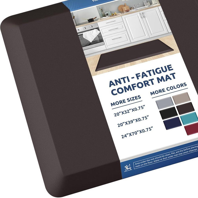 KitchenClouds Kitchen Mat Cushioned Anti Fatigue Rug 20"x39" Water Resistant, Non Slip, Standing and Comfort Desk/Floor Mats for House Sink Office (Chocolate)